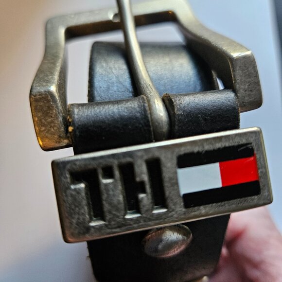 TOMMY HILFIGER LOGO LEATHER BELD SIZE 34" - Picture 1 of 2